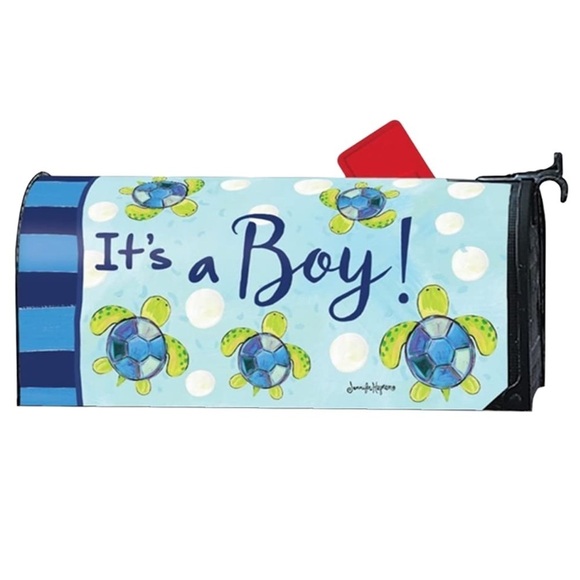 Magnet Works MailWrap Sea Turtle It's a Boy Mailbox Cover For Standard Mailboxes - Picture 1 of 12
